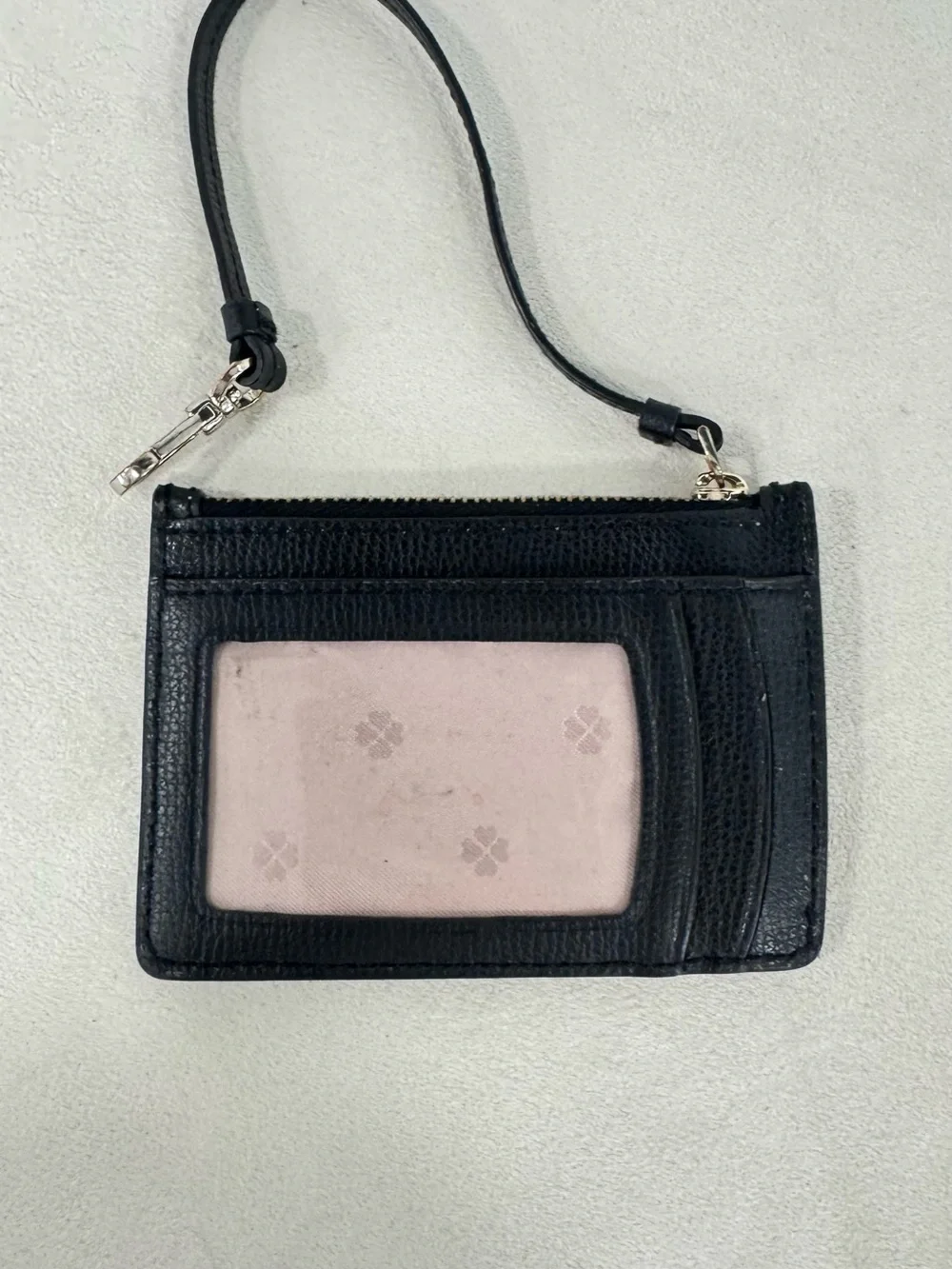 Kate Spade Leila Pebbled Leather Card Case Wristlet Black